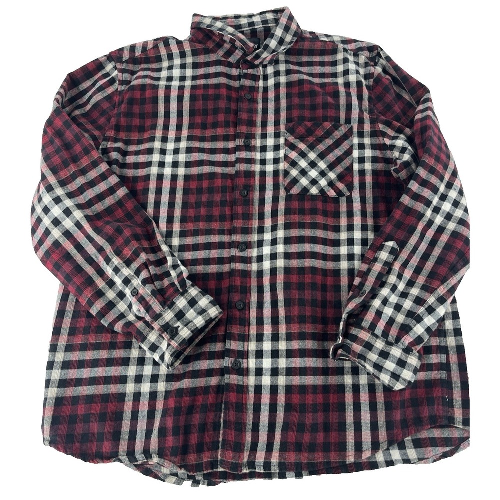 Amplify Shirt Grey Black Red Plaid Long Sleeve Button Up Size XL X-Large